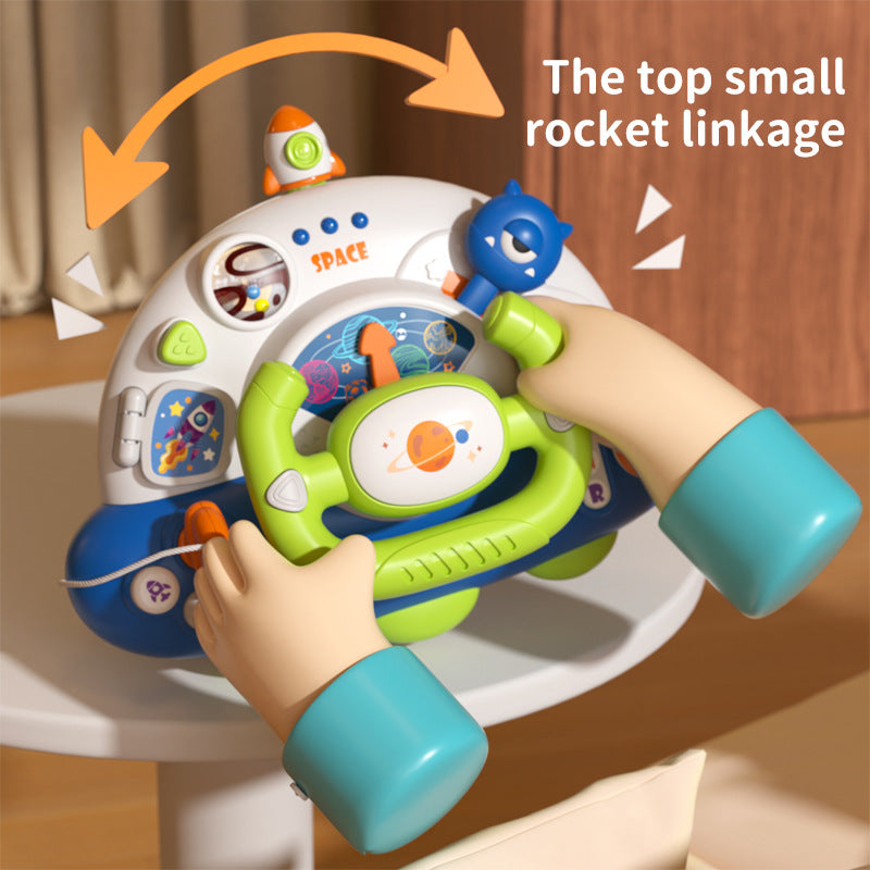Children's Simulation Co-pilot Music Car Steering Wheel Early Education Toys