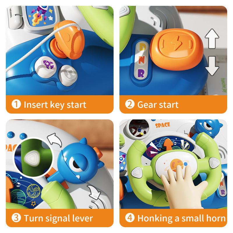 Children's Simulation Co-pilot Music Car Steering Wheel Early Education Toys