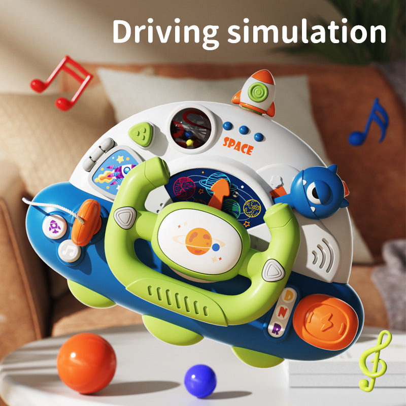 Children's Simulation Co-pilot Music Car Steering Wheel Early Education Toys