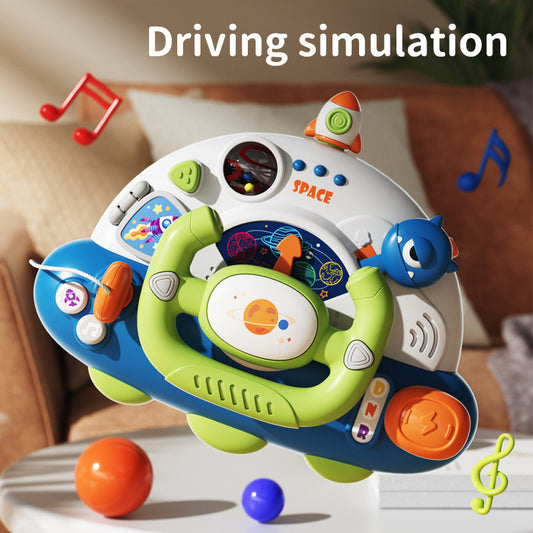 Children's Simulation Co-pilot Music Car Steering Wheel Early Education Toys